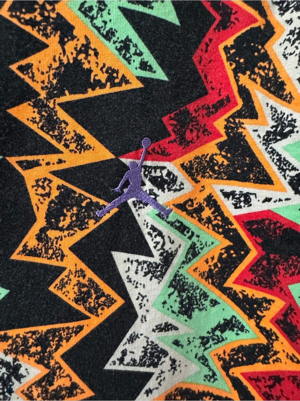 Jordan Short-Sleeve Zigzag Tee in Black, Red, Orange & Green